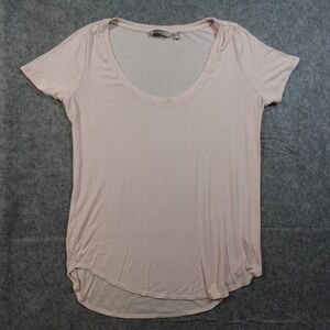Athleta Top Womens Medium Revive Tee Pink Scoop Neck Ribbed Casual Lightweight